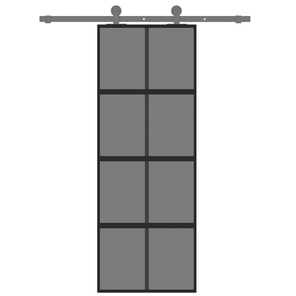 Schuifdeur 76x205 cm gehard glas en aluminium zwart – afbeelding 3