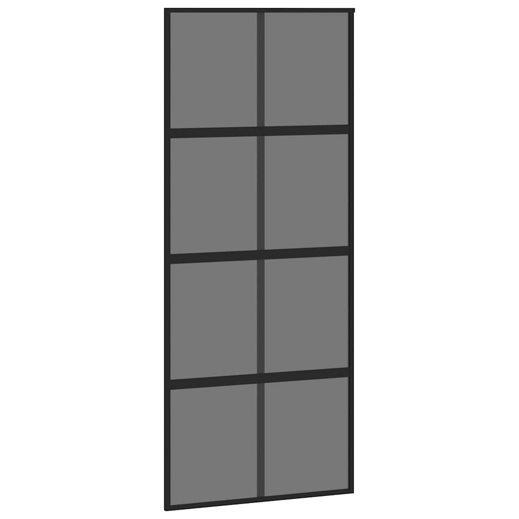 Schuifdeur 90x205 cm gehard glas en aluminium zwart – afbeelding 2