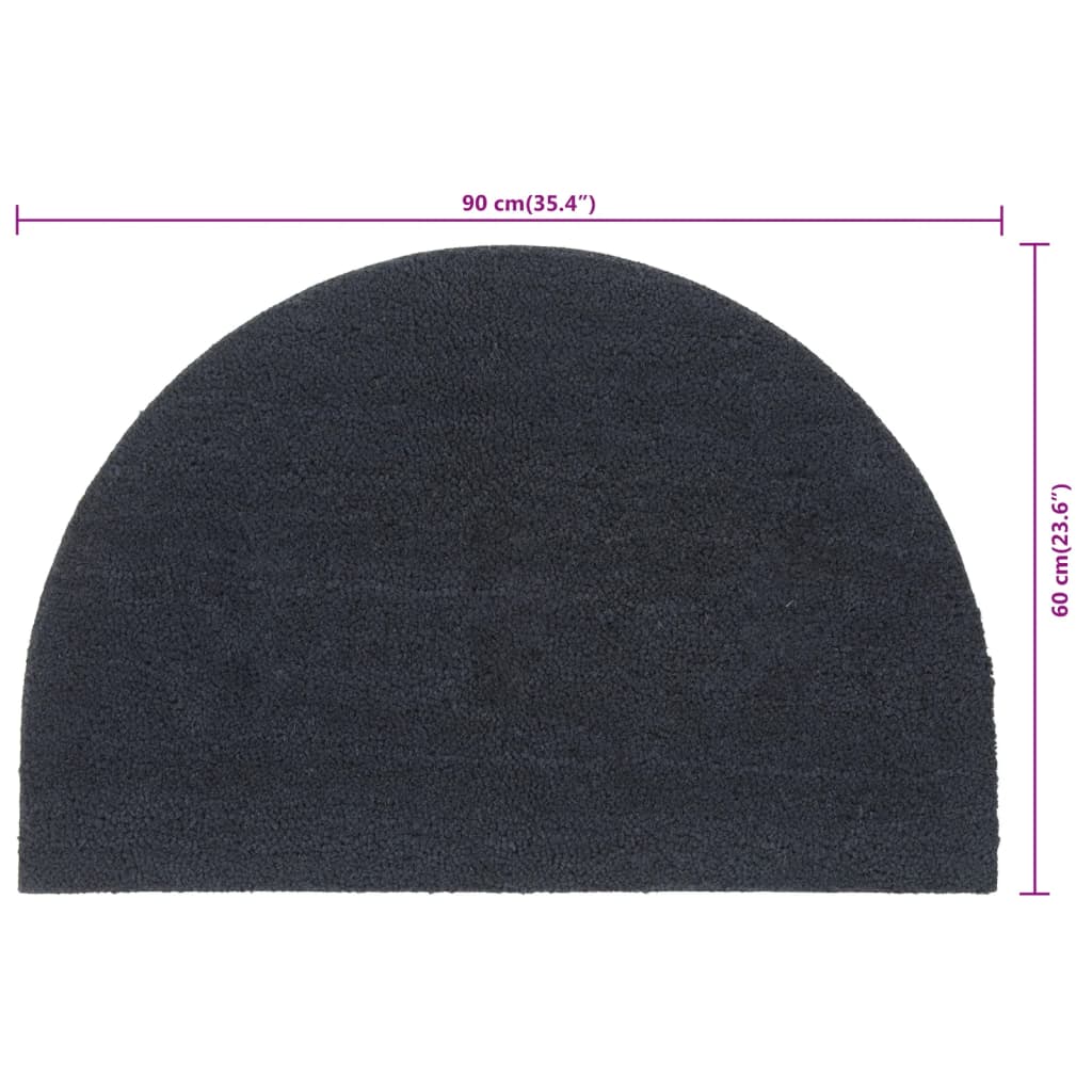 Deurmat halfrond 60x90 cm getufte kokosvezel donkergrijs – afbeelding 6