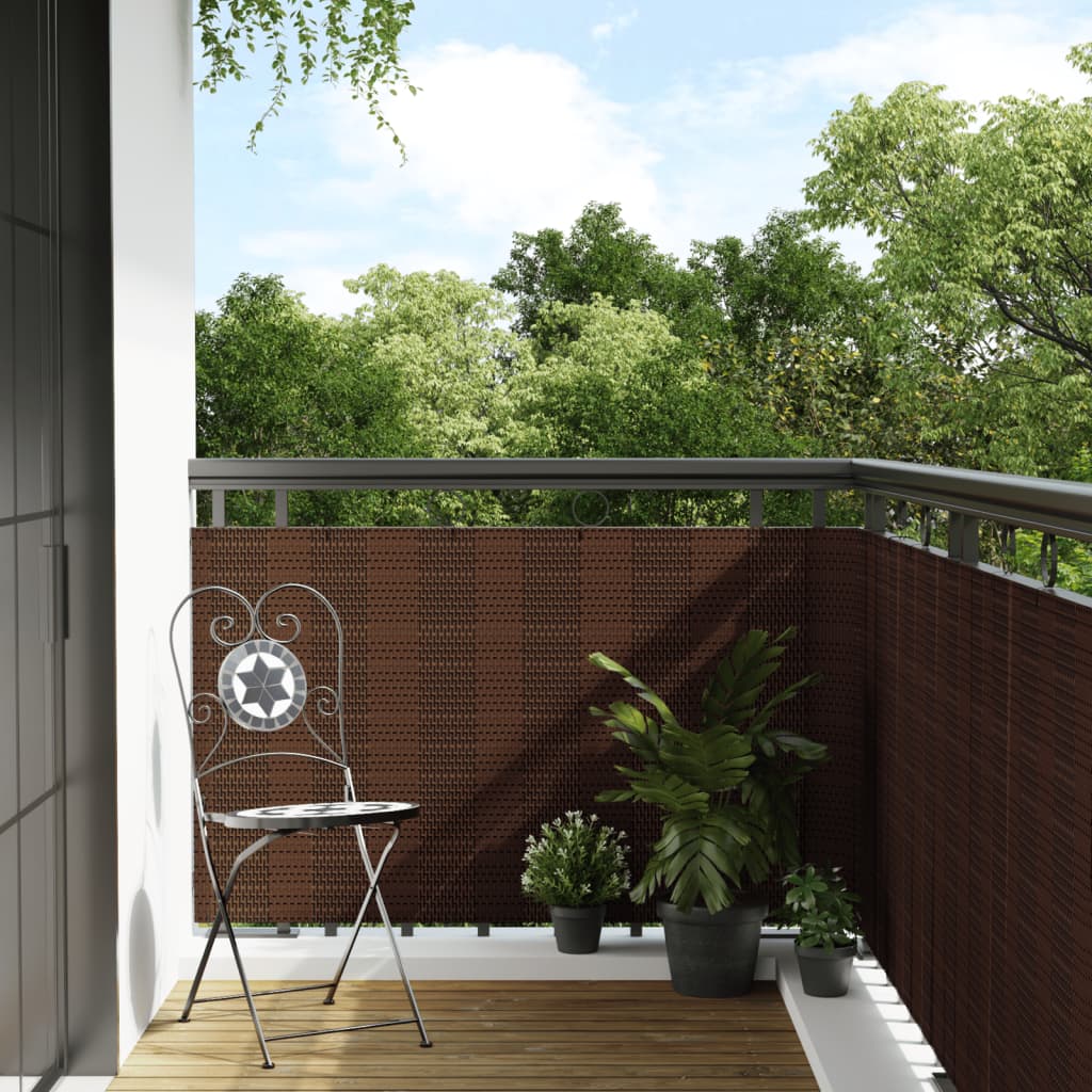 Balkonscherm 500x80 cm poly rattan bruin en zwart – afbeelding 1