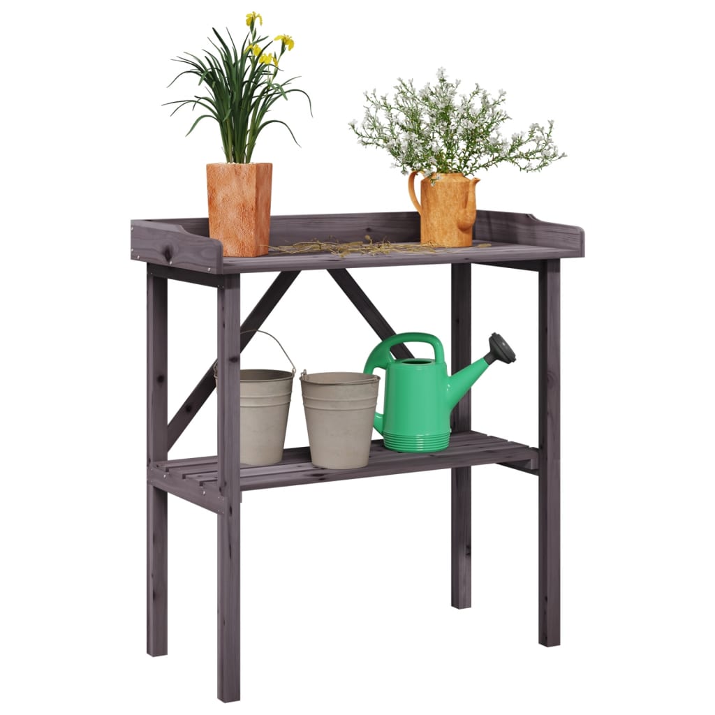 Plantentafel met schap 78x38x82,5 cm vurenhout grijs