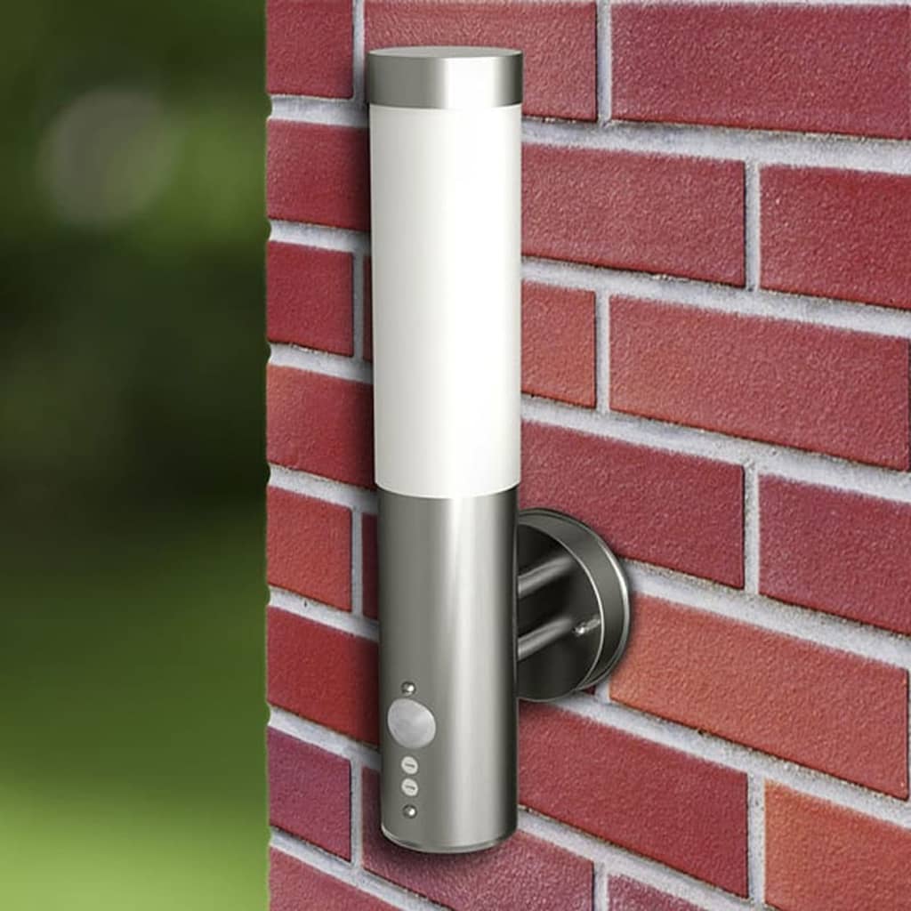 Buitenwandlampen 2 st. met sensor roestvrij staal