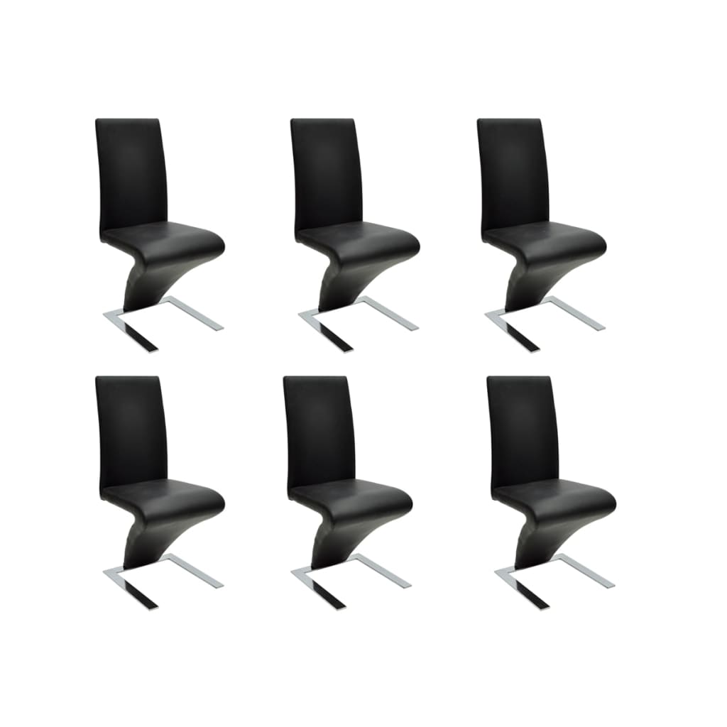 Eetkamerstoelen 6 st kunstleer zwart – afbeelding 1