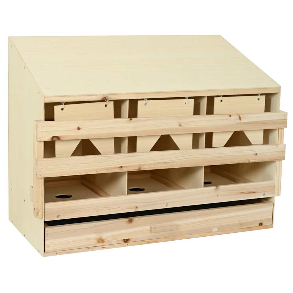 Kippenlegkast 3 compartimenten 93x40x65 cm massief grenenhout