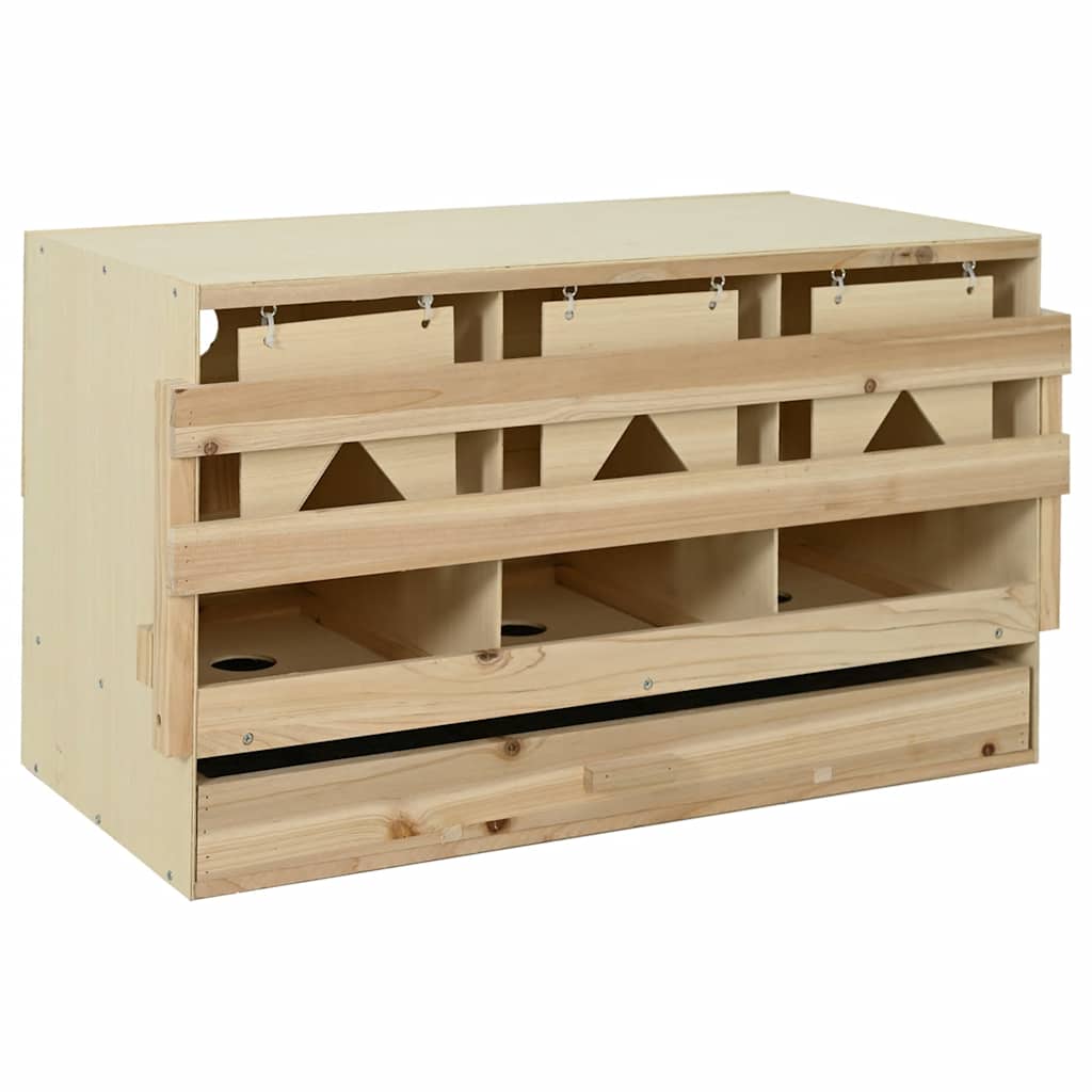 Kippenlegkast 3 compartimenten 96x40x45 cm massief grenenhout