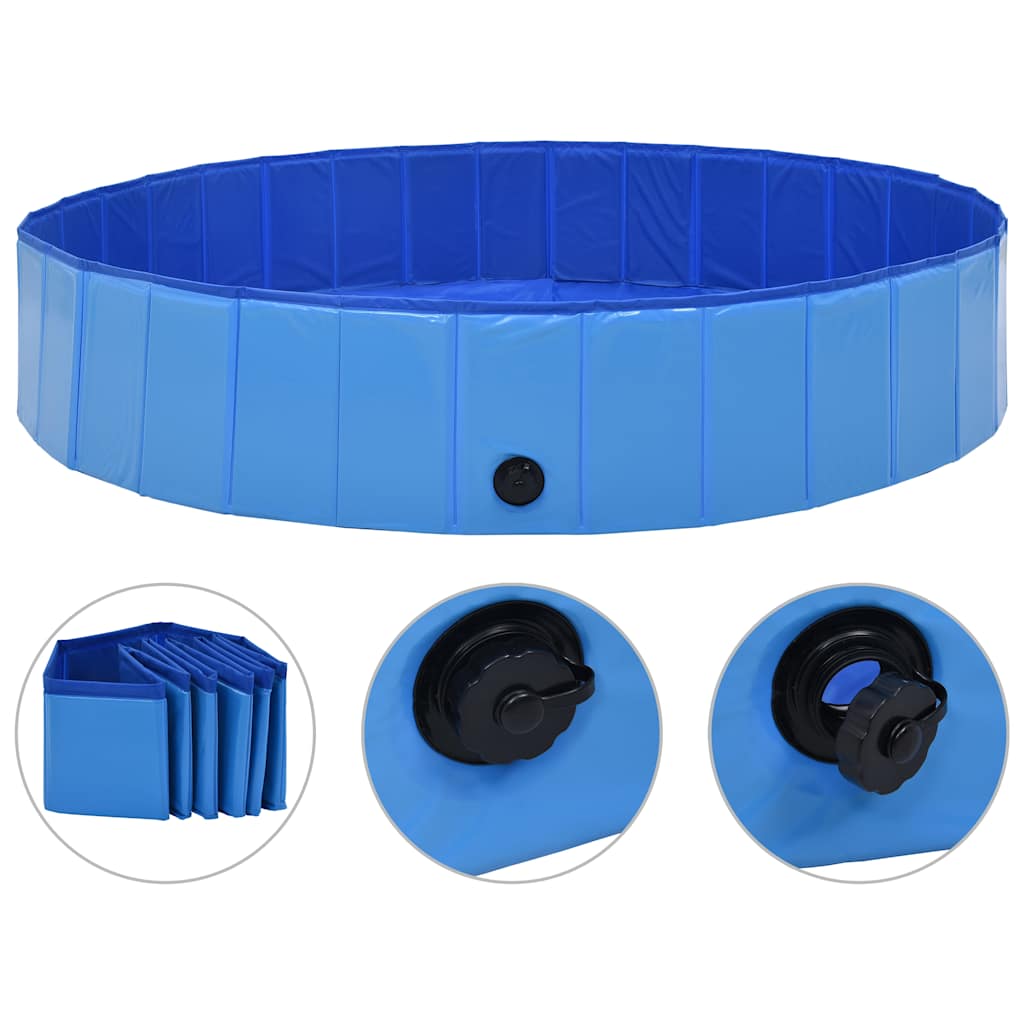 Hondenzwembad inklapbaar 160x30 cm PVC blauw – afbeelding 1