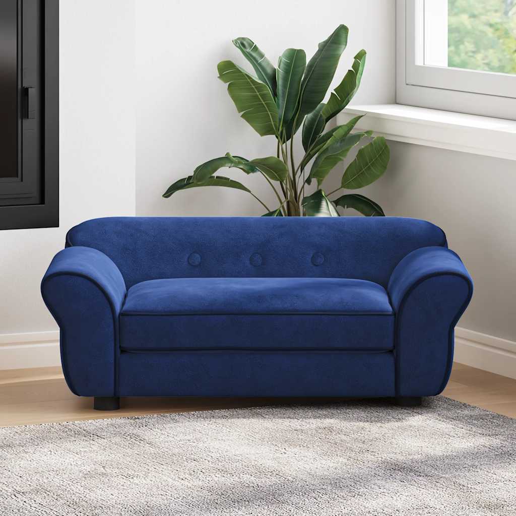 Hondenbank 72x45x30 cm pluche blauw