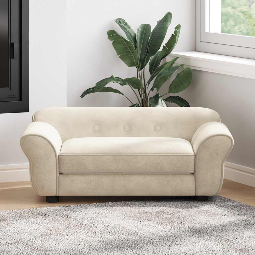 Hondenbank 72x45x30 cm pluche crèmekleurig