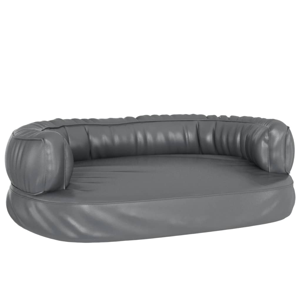 Hondenmand met ergonomisch schuim 60x42 cm kunstleer grijs – afbeelding 2