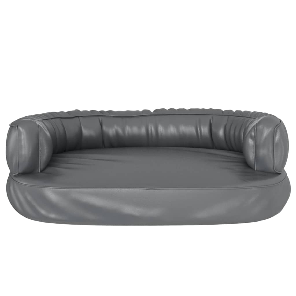Hondenmand met ergonomisch schuim 60x42 cm kunstleer grijs – afbeelding 4