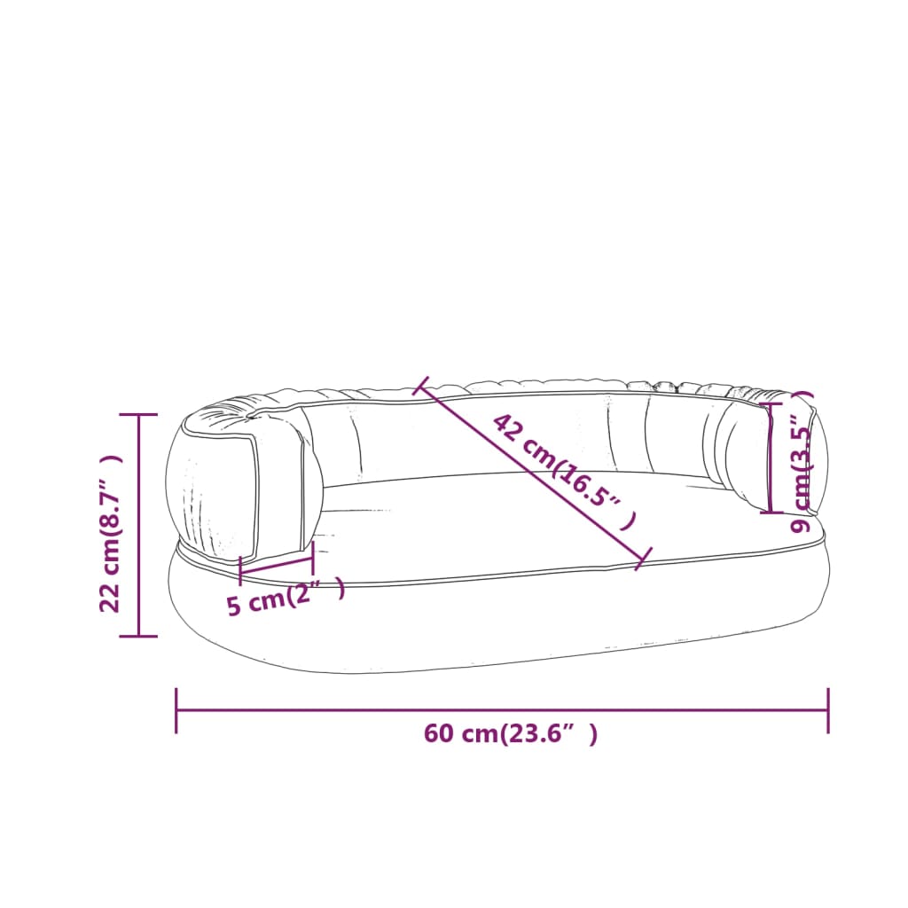 Hondenmand met ergonomisch schuim 60x42 cm kunstleer grijs – afbeelding 7