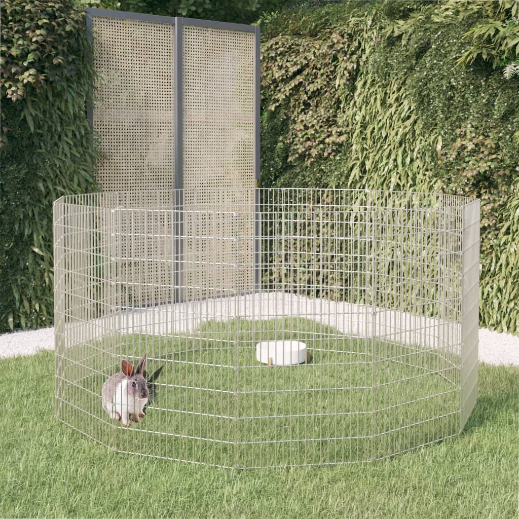 Vrije uitloopverblijf voor dieren 12 panelen 54x100 cm gegalvaniseerd ijzer
