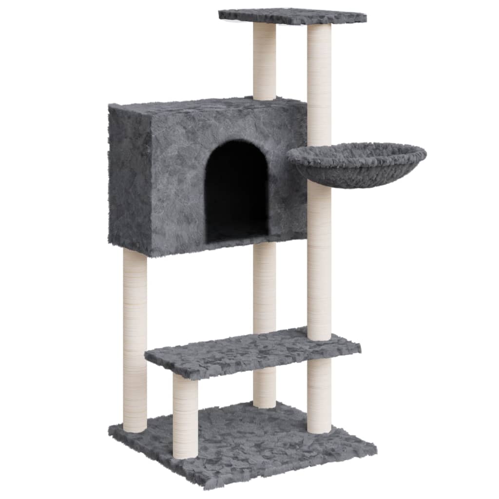 Kattenmeubel met sisal krabpalen 108,5 cm donkergrijs – afbeelding 2