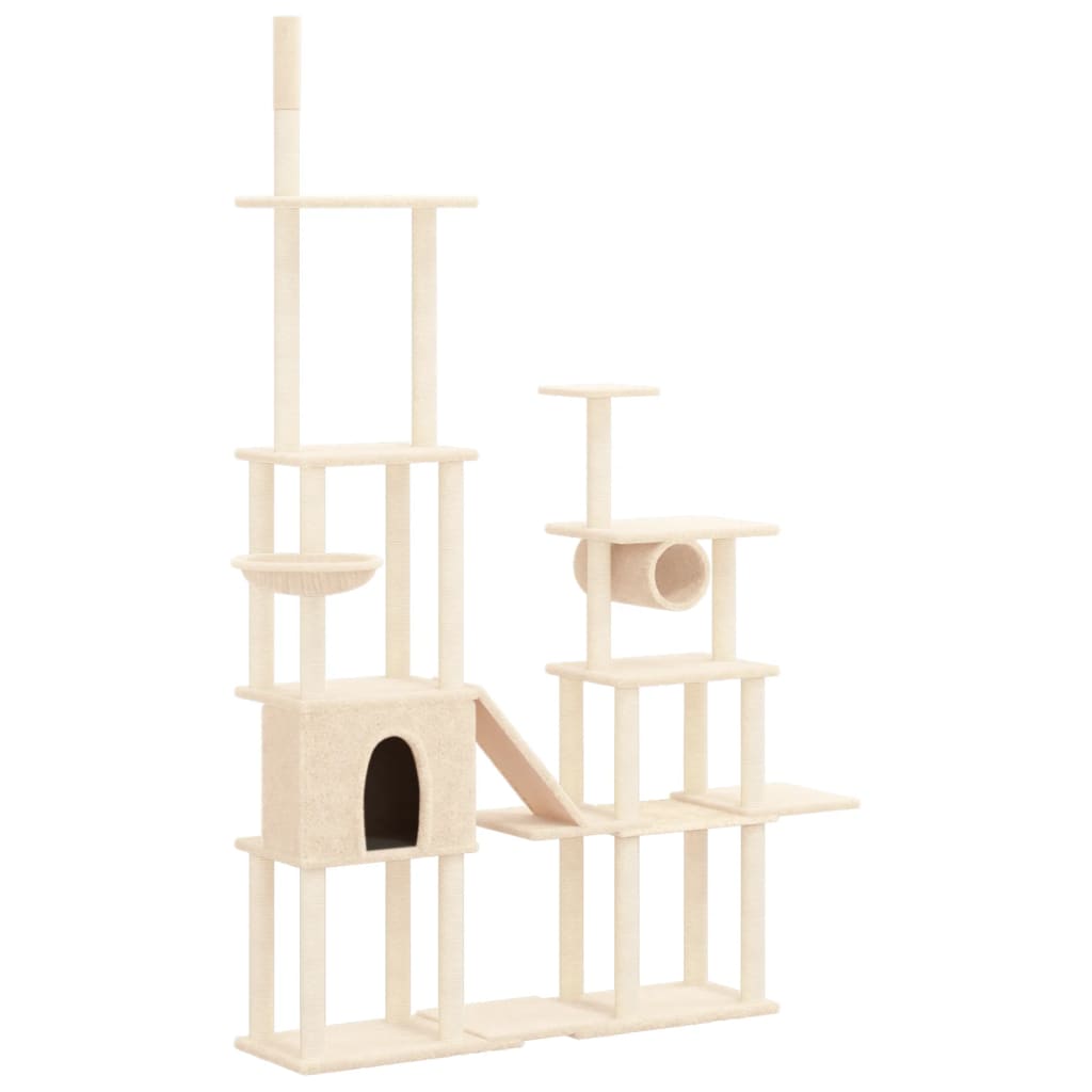 Kattenmeubel met sisal krabpalen 279 cm crèmekleurig – afbeelding 2