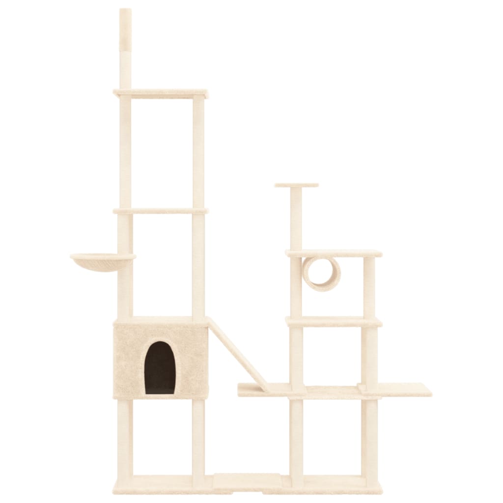 Kattenmeubel met sisal krabpalen 279 cm crèmekleurig – afbeelding 3