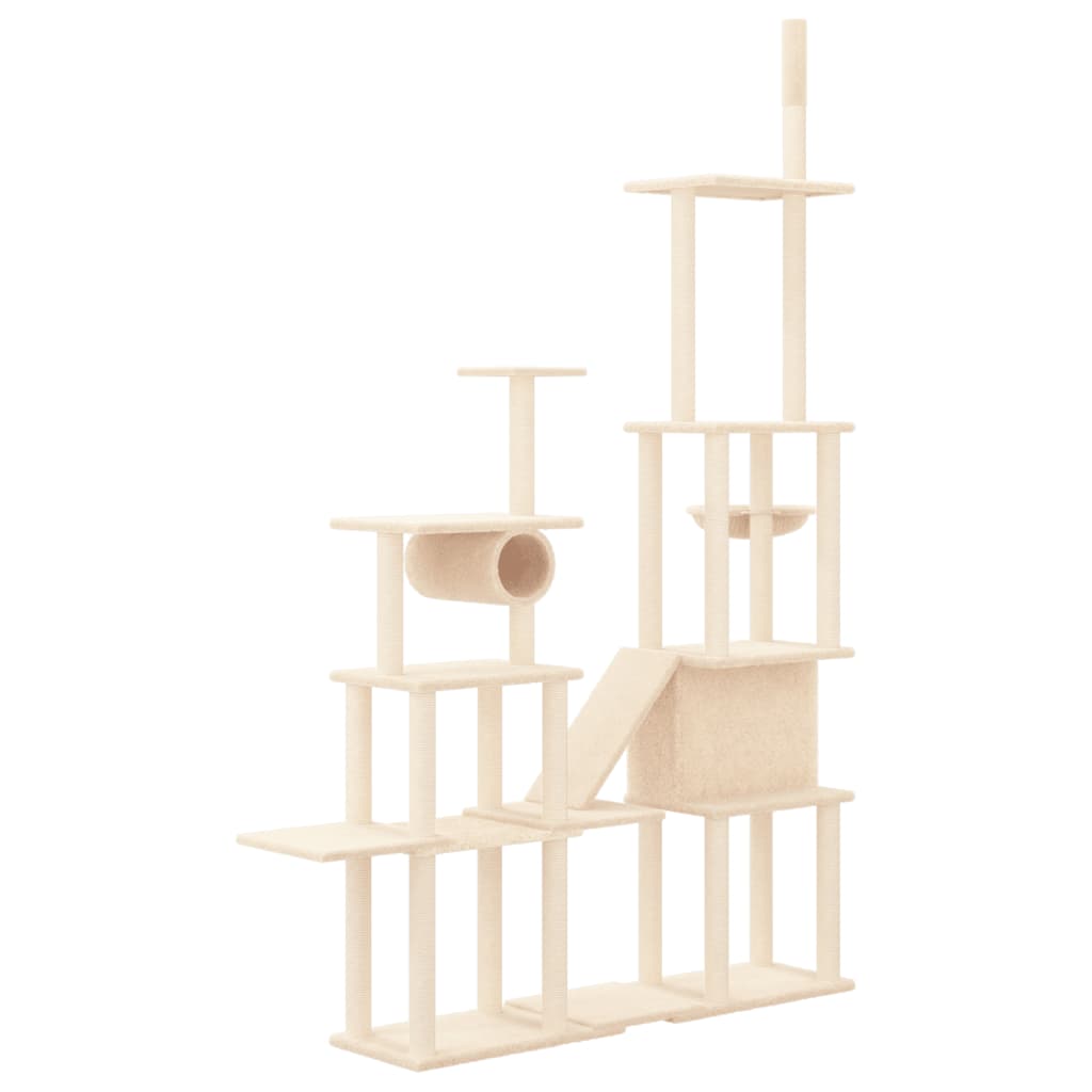 Kattenmeubel met sisal krabpalen 279 cm crèmekleurig – afbeelding 5