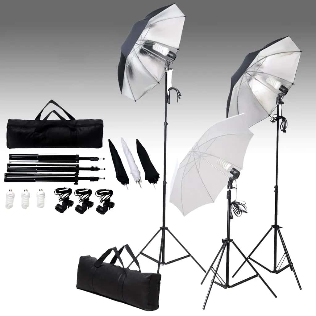 Studioverlichtingsset 24 watt inclusief statieven en paraplu's – afbeelding 1
