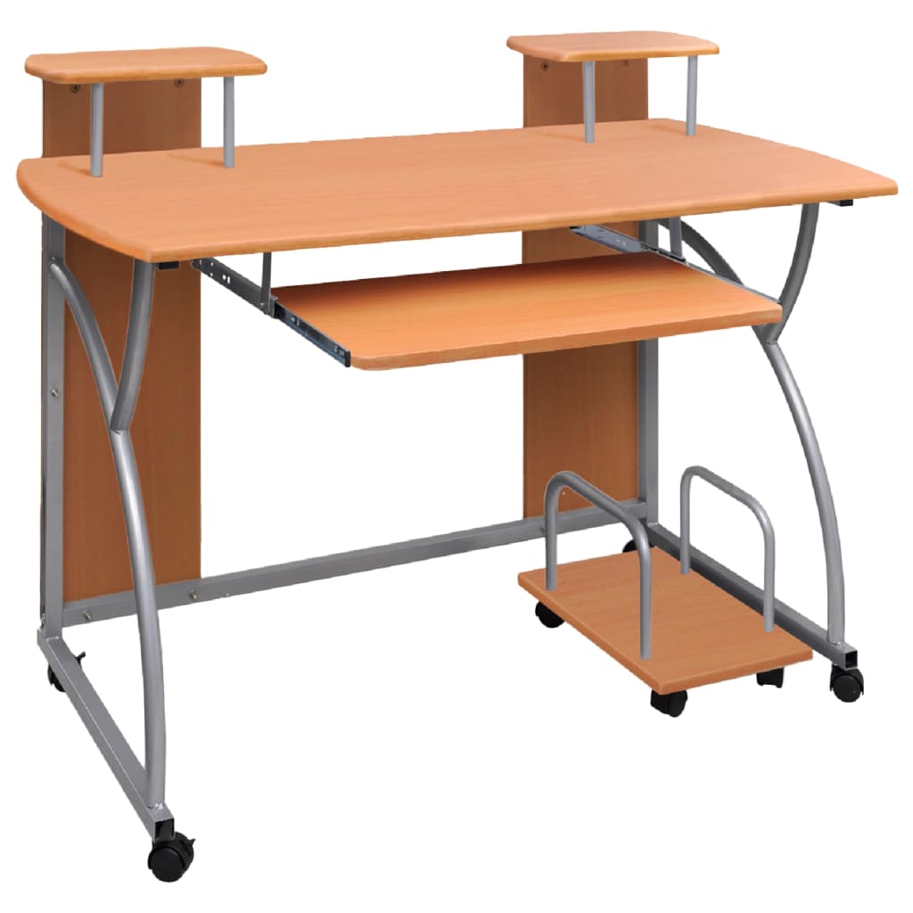 Computerbureau 110x52x88,5 cm bewerkt hout bruin – afbeelding 1