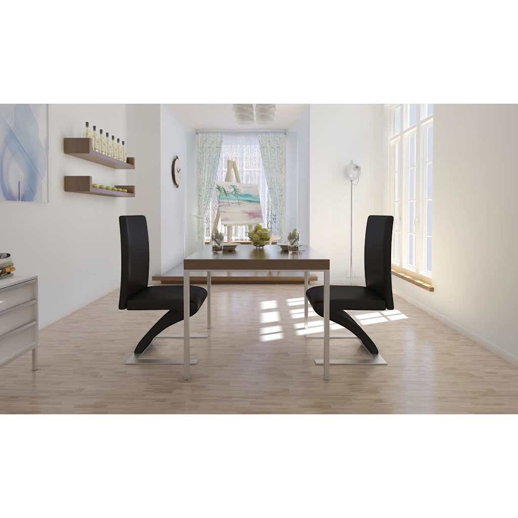 Eetkamerstoelen 2 st kunstleer zwart – afbeelding 1