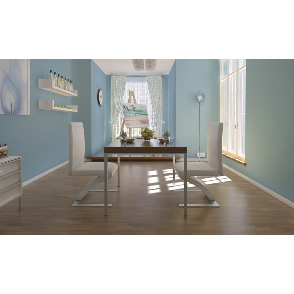 Eetkamerstoelen 2 st kunstleer wit – afbeelding 1
