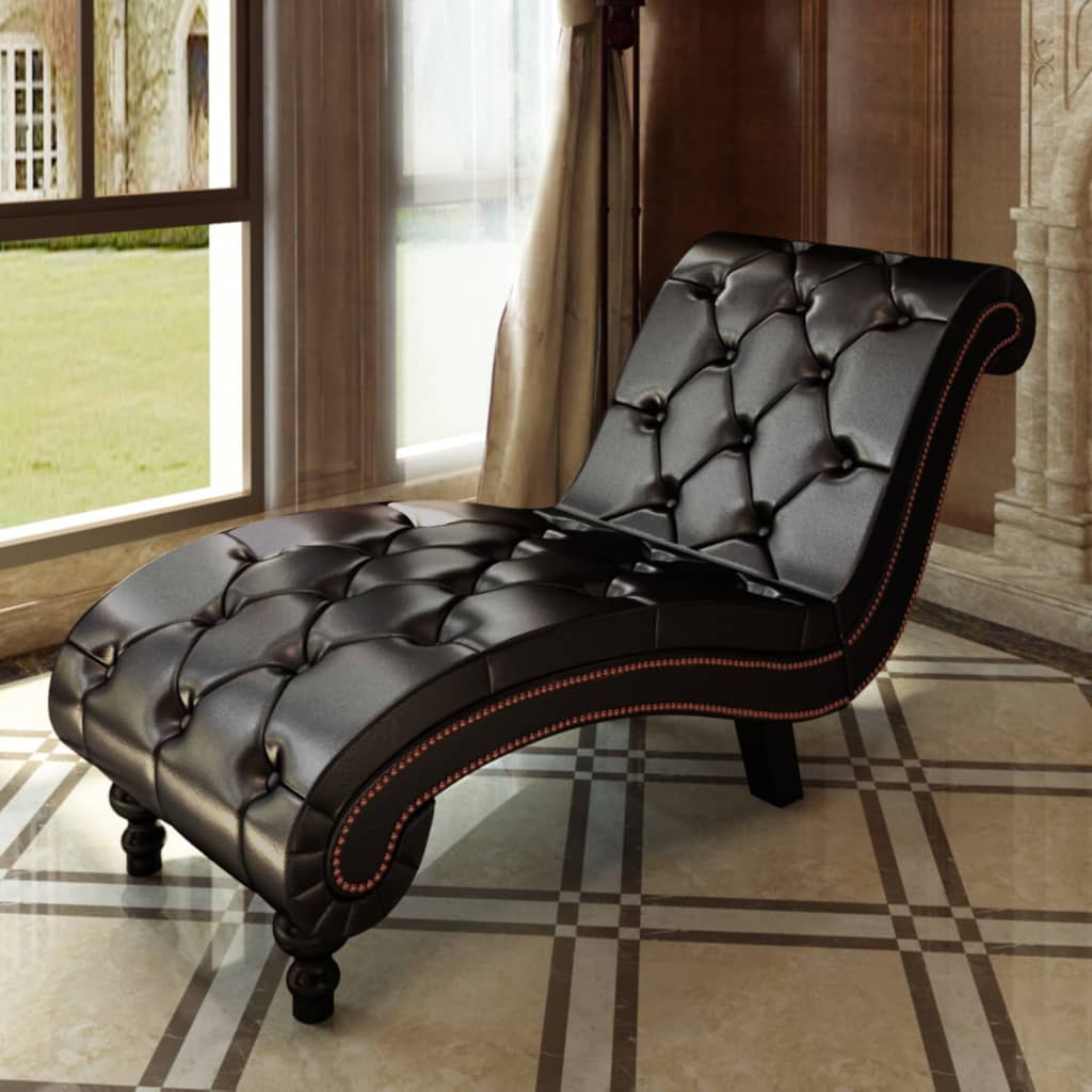 Chaise longue kunstleer bruin – afbeelding 1