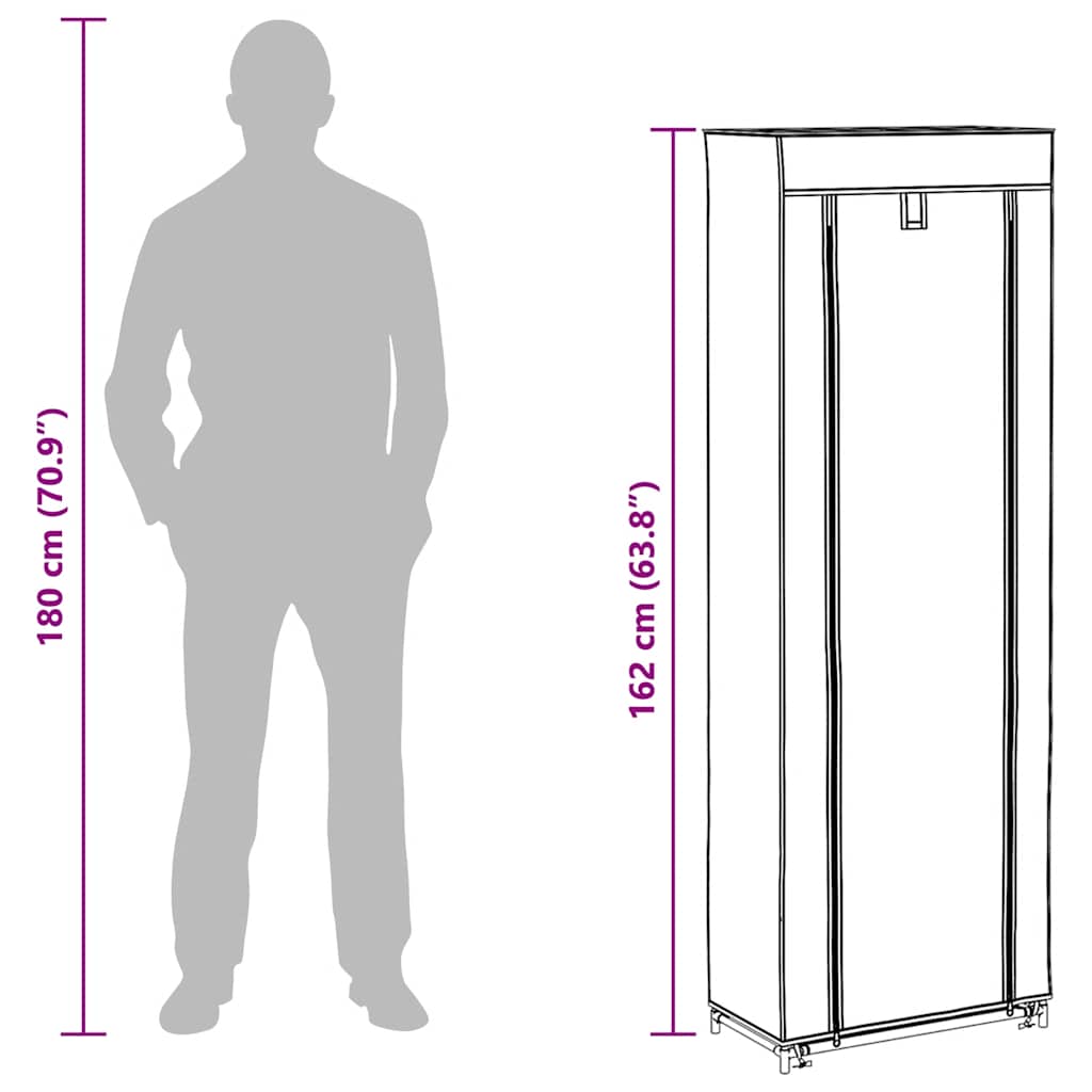 Stoffen schoenenrek met hoes 162 x 57 x 29 cm bruin – afbeelding 10