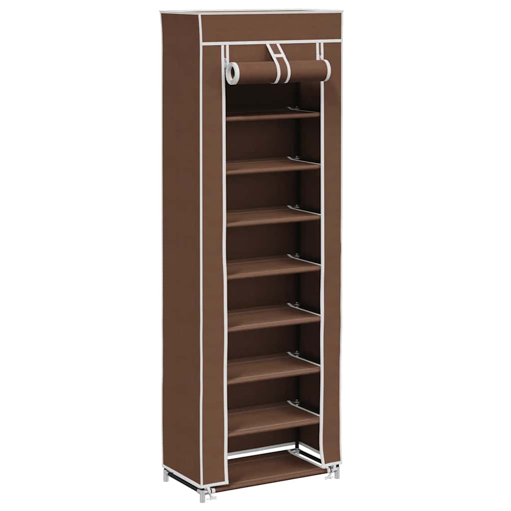 Stoffen schoenenrek met hoes 162 x 57 x 29 cm bruin – afbeelding 3