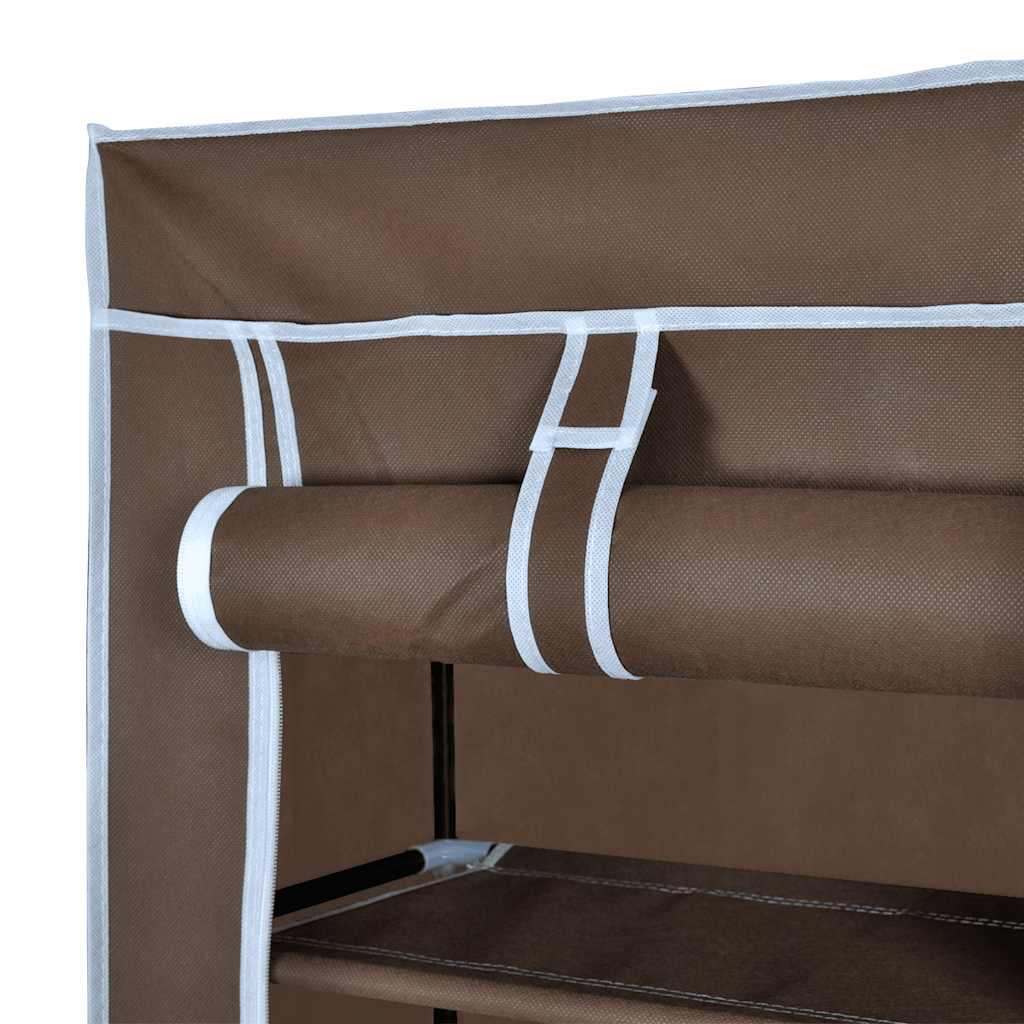 Stoffen schoenenrek met hoes 162 x 57 x 29 cm bruin – afbeelding 7