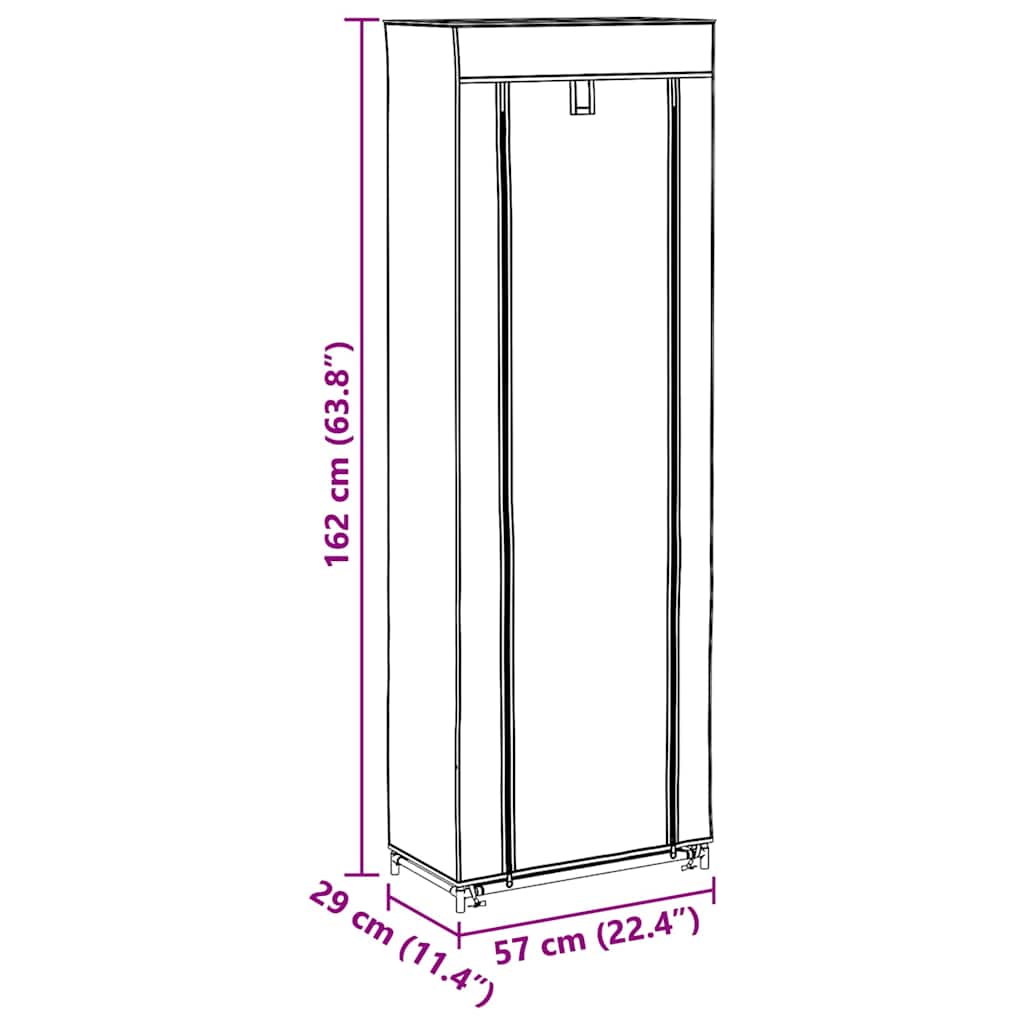 Stoffen schoenenrek met hoes 162 x 57 x 29 cm bruin – afbeelding 9