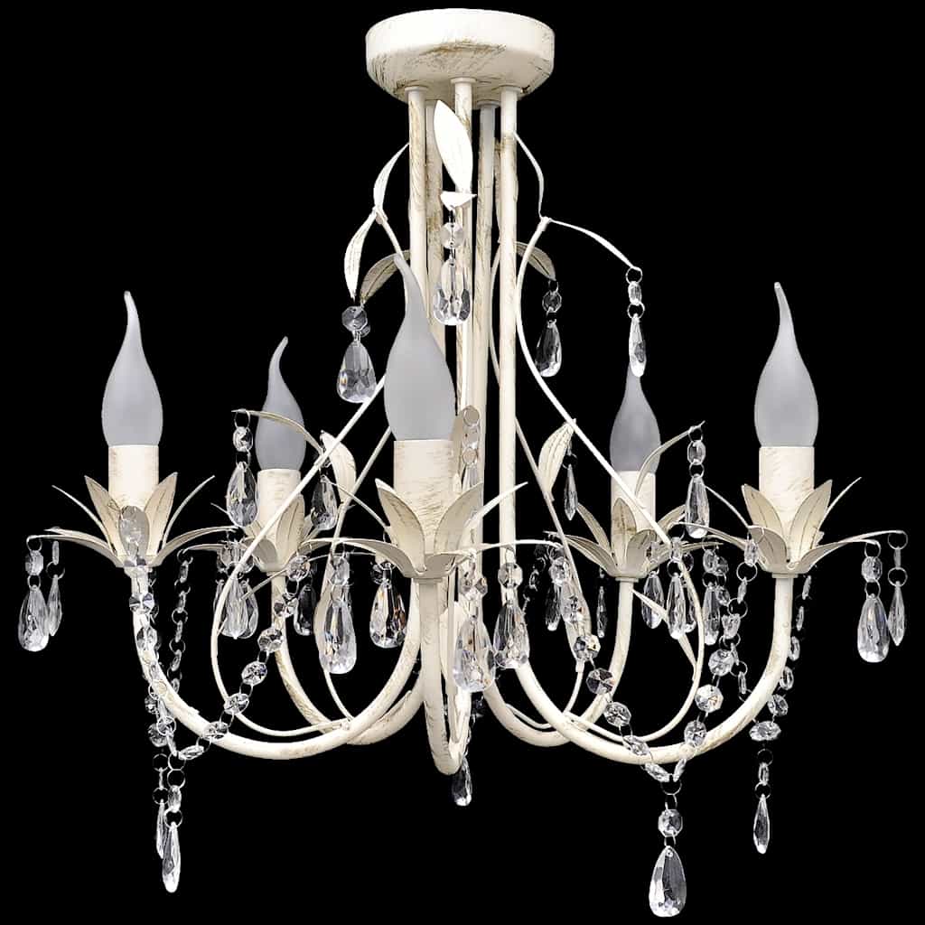 Kristallen kroonluchter met wit elegant design (5 lampen)