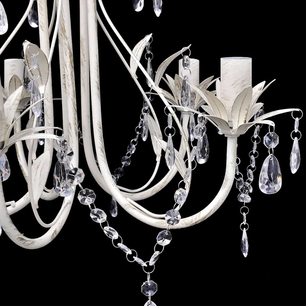 Kristallen kroonluchter met wit elegant design (5 lampen) – afbeelding 3