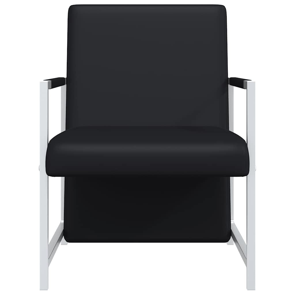 Fauteuil met chromen poten kunstleer zwart – afbeelding 3