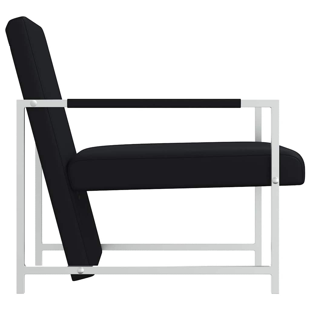 Fauteuil met chromen poten kunstleer zwart – afbeelding 4