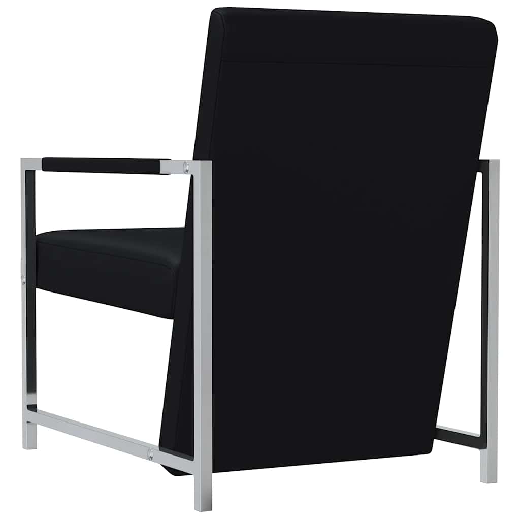 Fauteuil met chromen poten kunstleer zwart – afbeelding 5