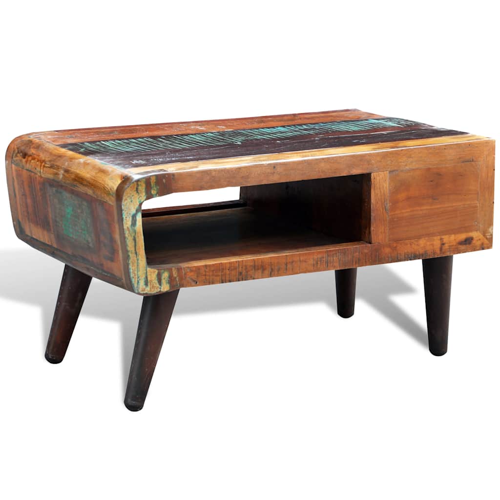 Salontafel met 1 gewelfde rand en 1 lade gerecycled hout – afbeelding 6
