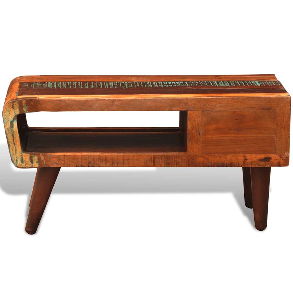 Salontafel met 1 gewelfde rand en 1 lade gerecycled hout – afbeelding 7
