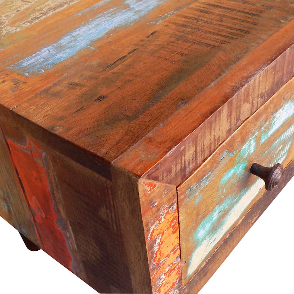 Salontafel met 1 gewelfde rand en 1 lade gerecycled hout – afbeelding 8