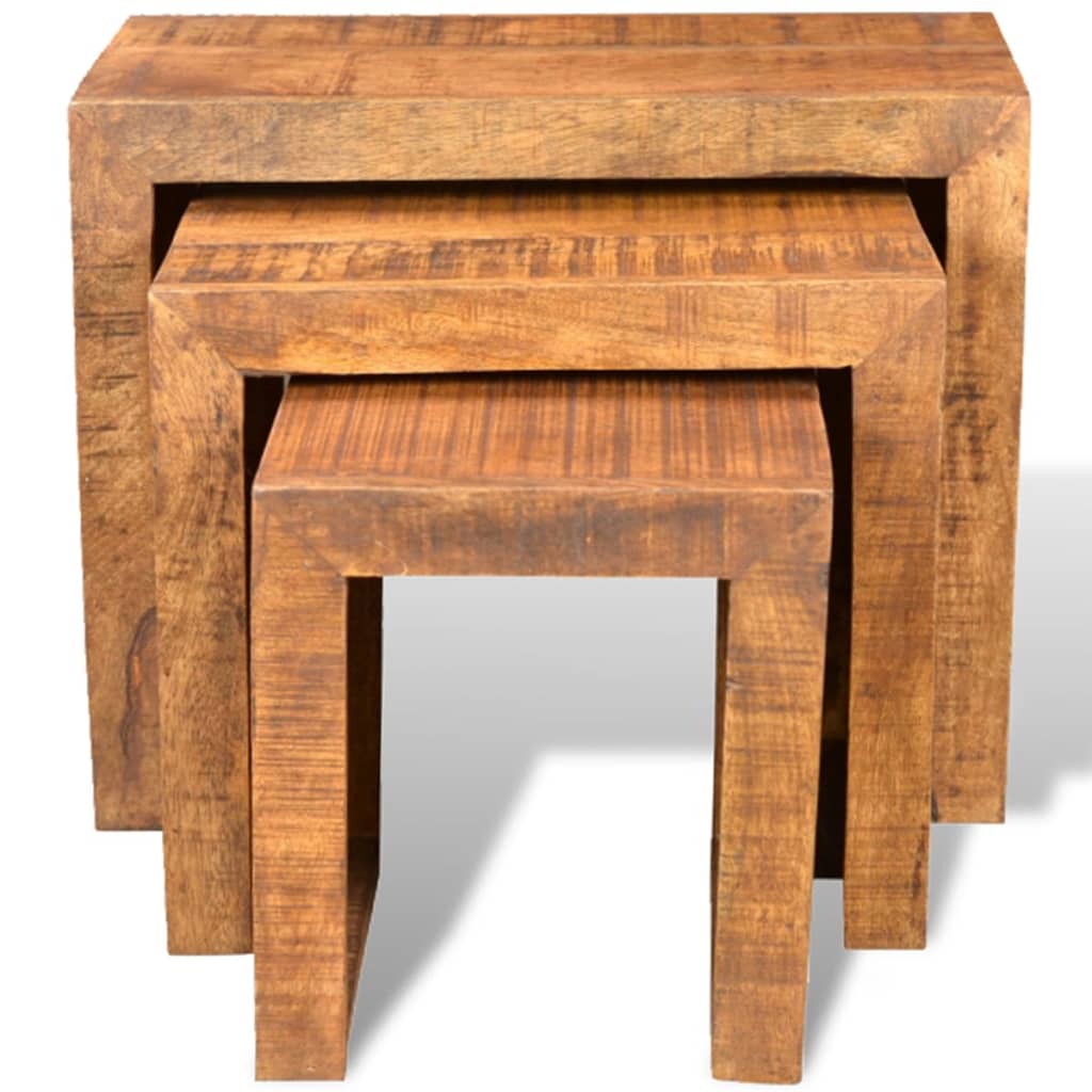 3-delige Tafeltjesset massief mangohout – afbeelding 3