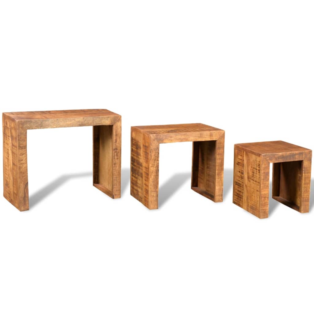 3-delige Tafeltjesset massief mangohout – afbeelding 4