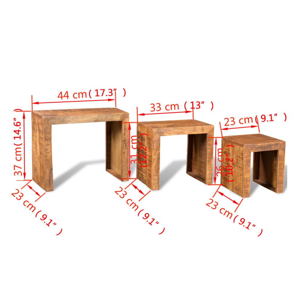 3-delige Tafeltjesset massief mangohout – afbeelding 6