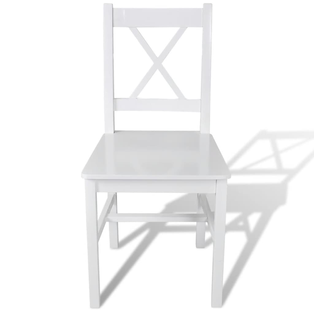 Eetkamerstoelen 2 st grenenhout wit – afbeelding 2