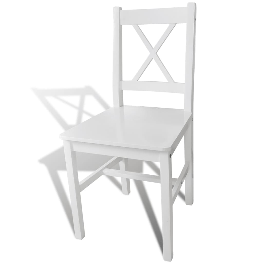 Eetkamerstoelen 2 st grenenhout wit – afbeelding 3