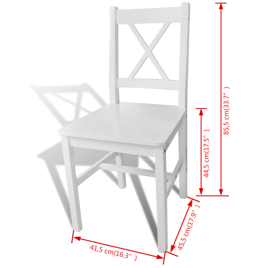 Eetkamerstoelen 2 st grenenhout wit – afbeelding 5