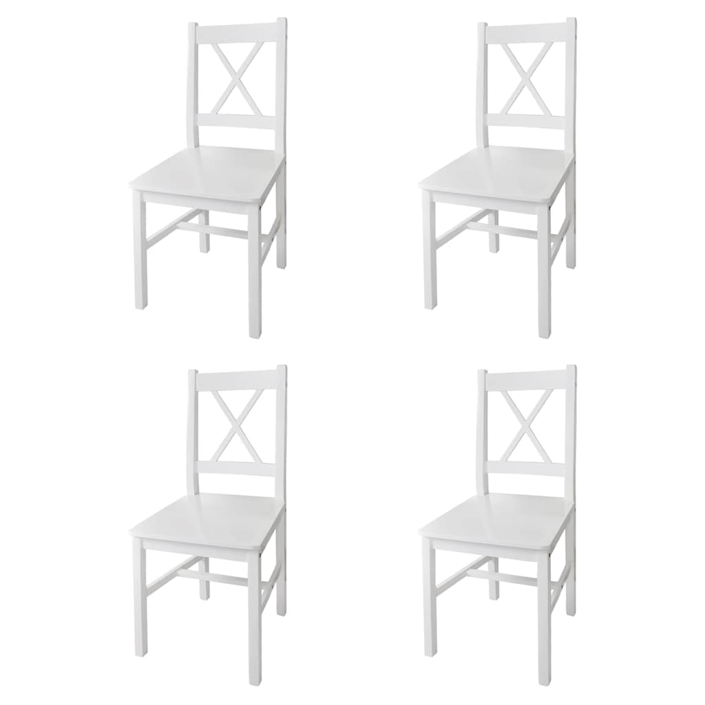 Eetkamerstoelen 4 st grenenhout wit