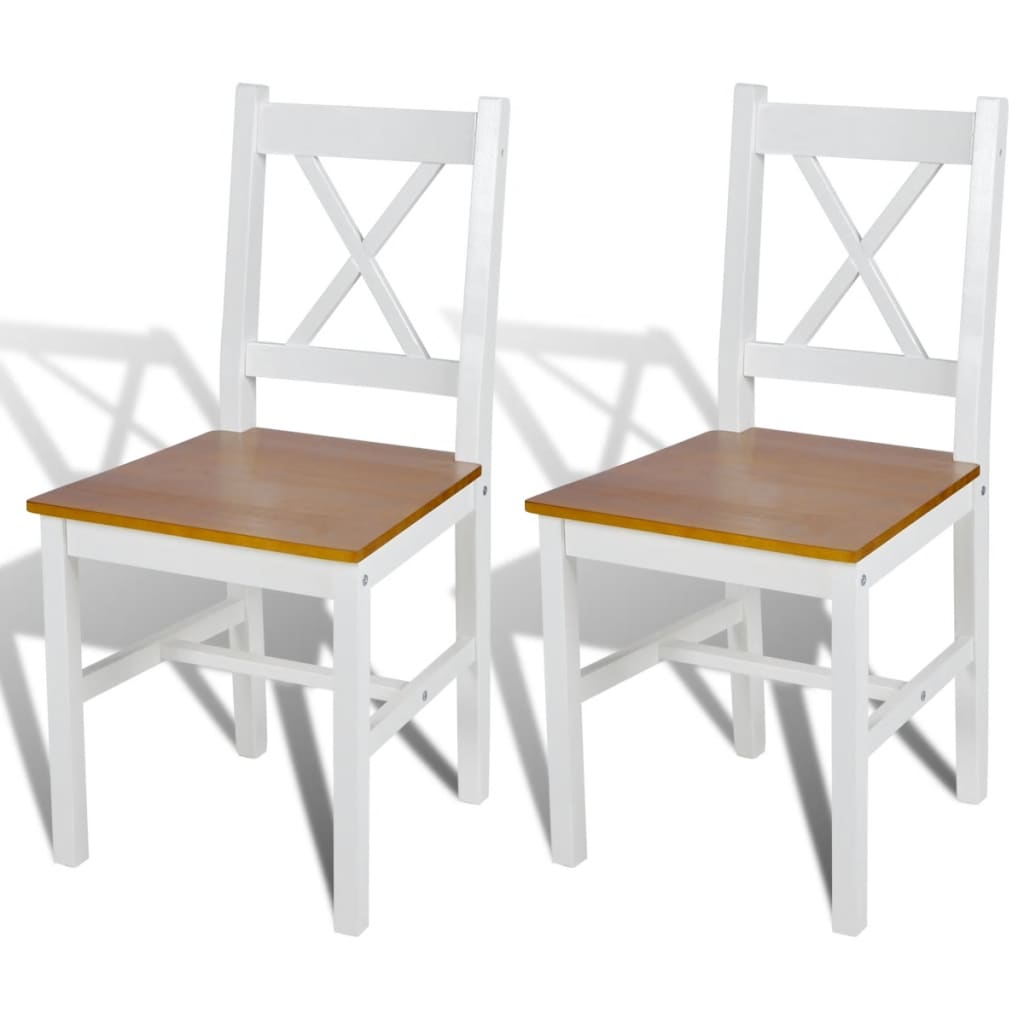 Eetkamerstoelen 2 st grenenhout wit
