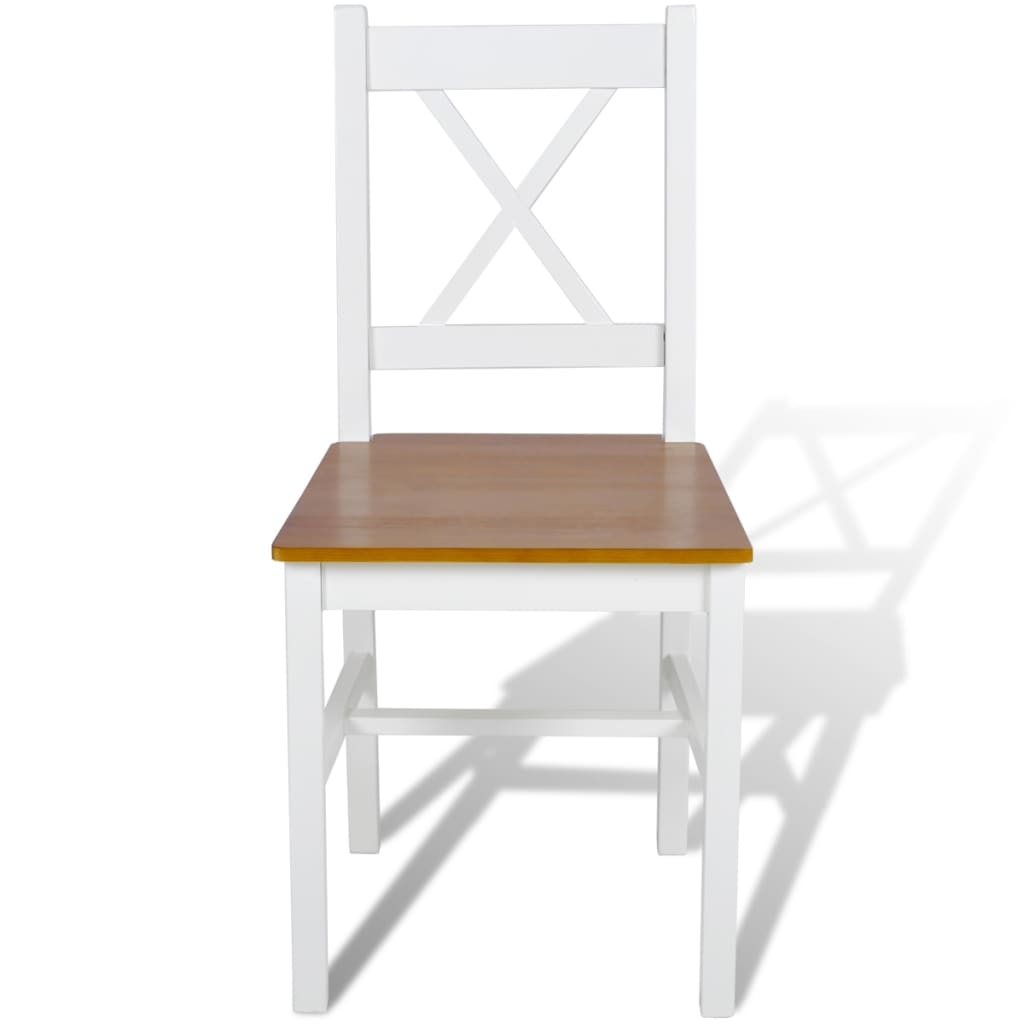 Eetkamerstoelen 2 st grenenhout wit – afbeelding 2