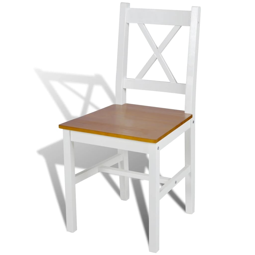 Eetkamerstoelen 2 st grenenhout wit – afbeelding 3