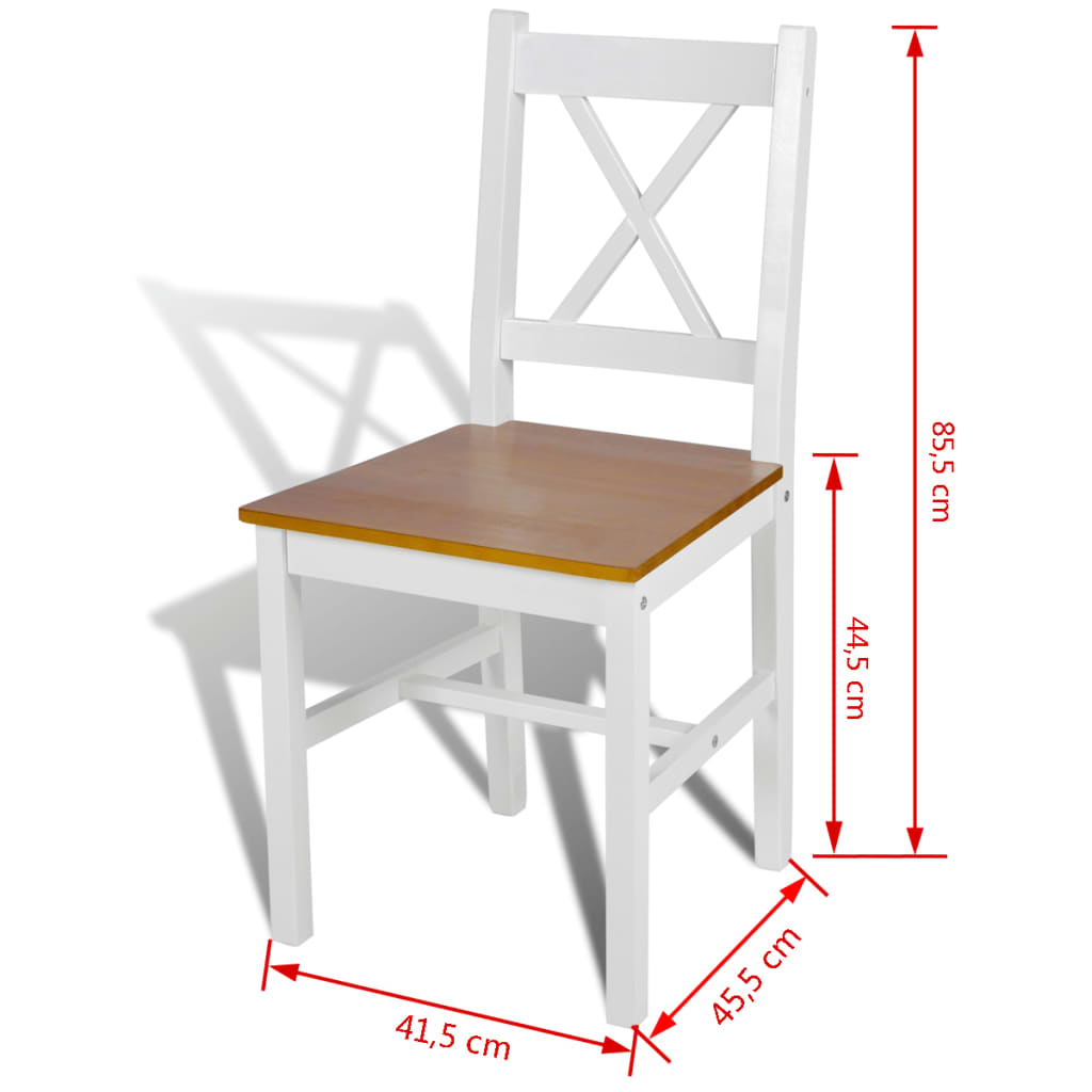 Eetkamerstoelen 2 st grenenhout wit – afbeelding 5