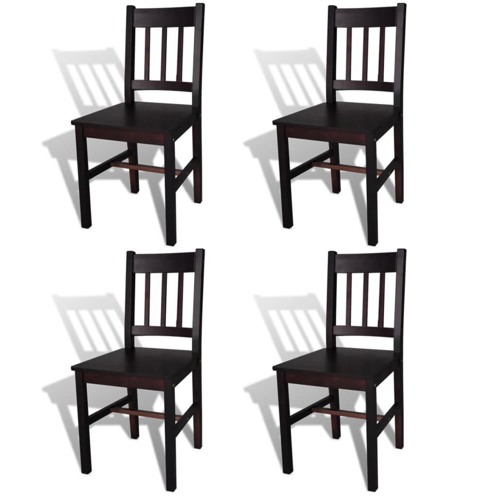 Eetkamerstoelen 4 st grenenhout donkerbruin