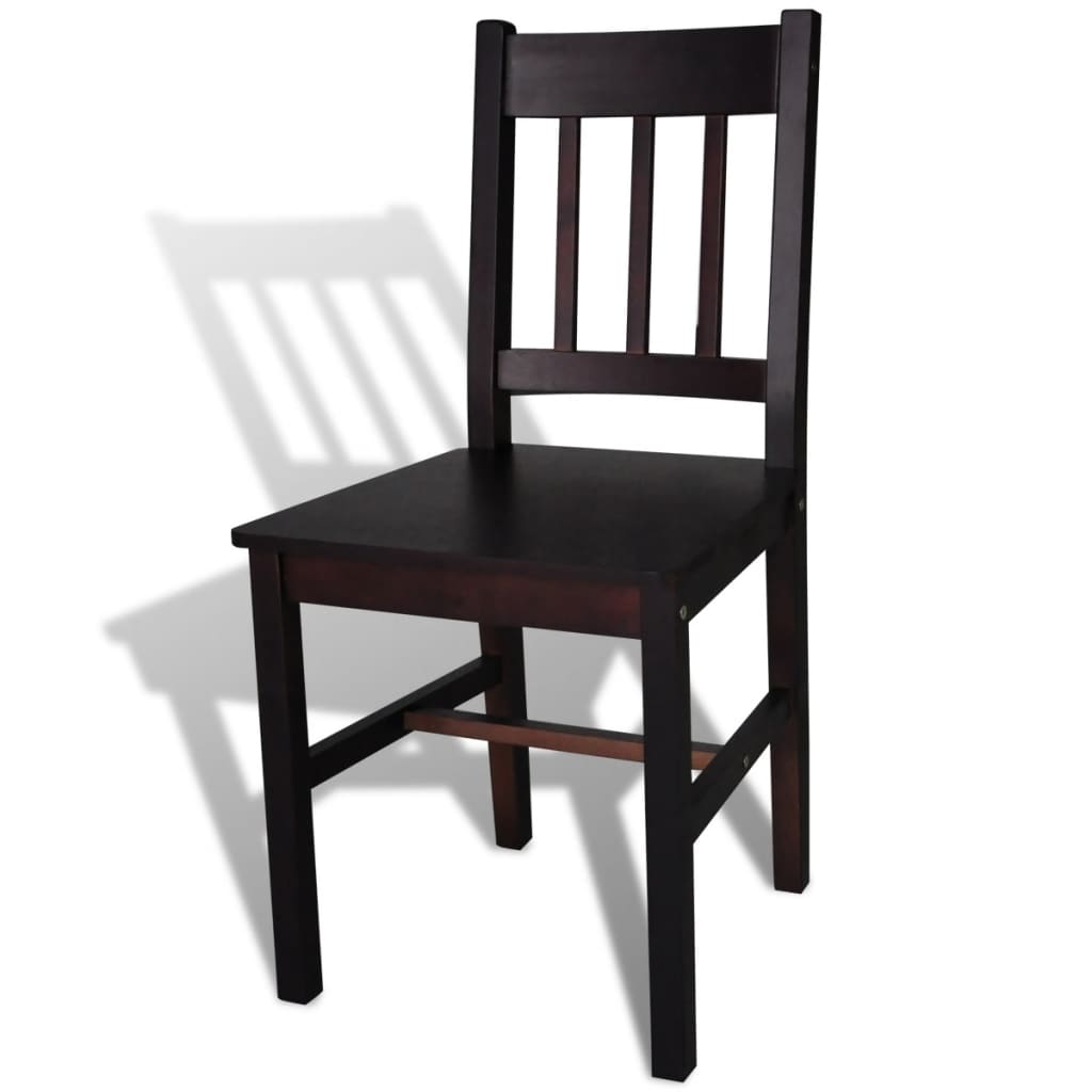 Eetkamerstoelen 4 st grenenhout donkerbruin – afbeelding 4